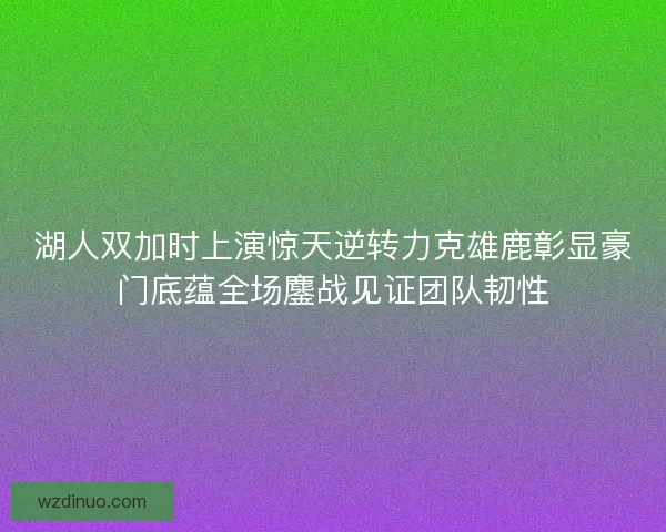 湖人双加时上演惊天逆转力克雄鹿彰显豪门底蕴全场鏖战见证团队韧性
