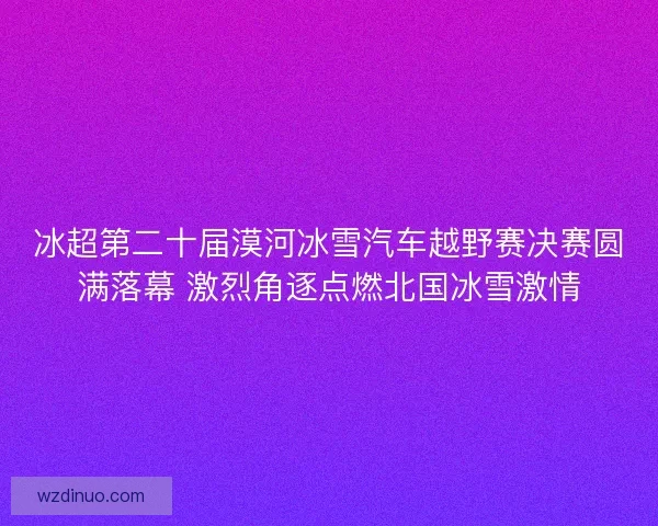 冰超第二十届漠河冰雪汽车越野赛决赛圆满落幕 激烈角逐点燃北国冰雪激情